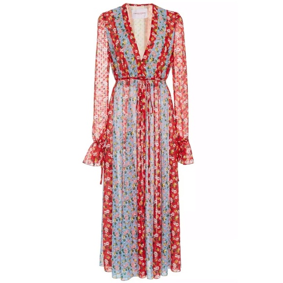 ❤💙 CAROLINA HERRERA Runway Floral Chiffon Maxi 14 - Picture 7 of 11